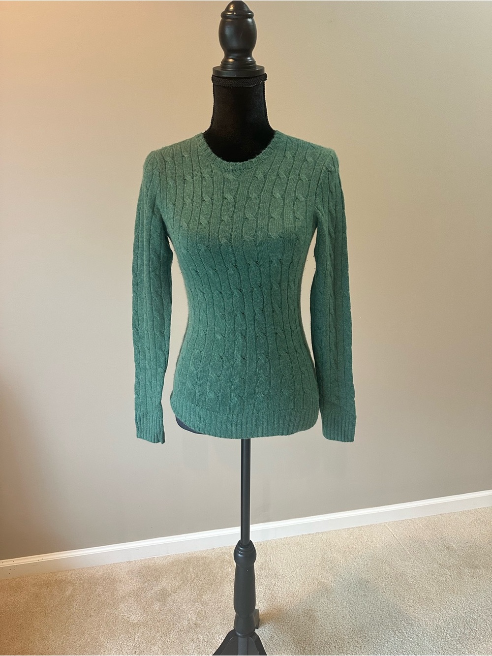 Ralph Lauren Teal Cable-Knit Scoop Neck Sweater NWT Size XS